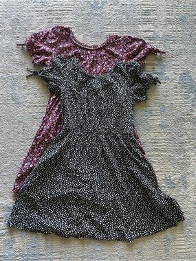 Cat & Jack Black and Pink Floral Smocked Dresses Duo